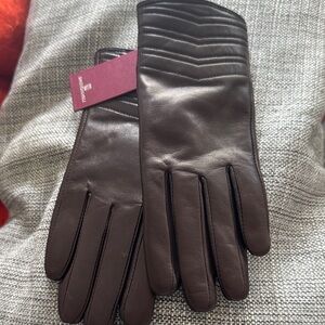 Bruno Magli Dark Brown Leather Gloves